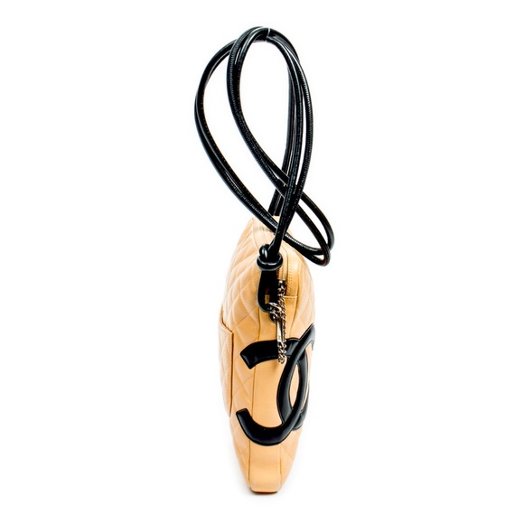 Chanel Cambon Line Pochette Bag Beige Black w/ authentication card - Picture 12 of 14